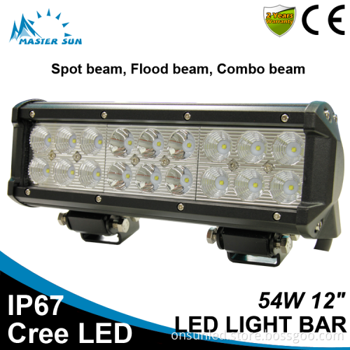 Waterproof 12inch 54w led tractor work light car led light bar off road led light bar